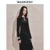 玛克门店发货：MAXRIENY金属钻扣黑丝绒上衣女24秋新款(货号:MC85TP544) 商品缩略图1