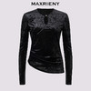 玛克门店发货：MAXRIENY金属钻扣黑丝绒上衣女24秋新款(货号:MC85TP544) 商品缩略图3