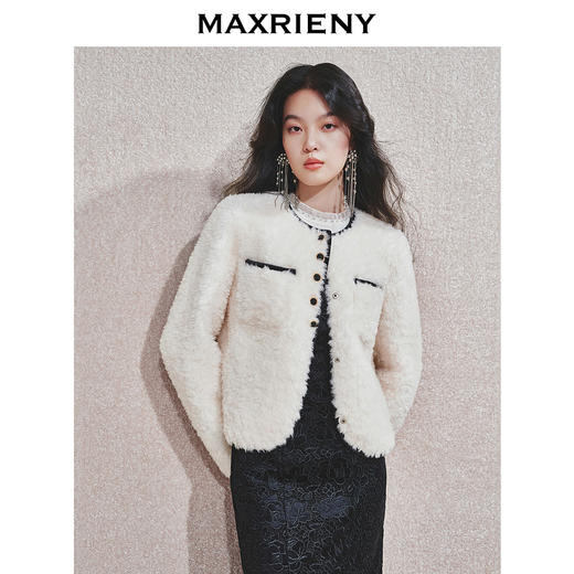 【宫廷巴洛克-商场同款】MAXRIENY羊羔绒肌理小香外套女24冬新款(货号:MC85JA598) 商品图2