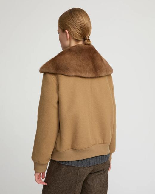 Yves Salomon - JACKET BLENDED CASHMERE /MINK - TOAST - 女装 - 夹克 - 棕褐色 商品图4