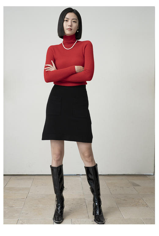 VogoPetite无缝高领套衫100%山羊绒针织衫BP133E1127 商品图3