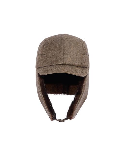 Yves Salomon - CHAPKA MADE WITH LORO PIANA FABRIC/MINK - EARTH/DARK LICHEN - 女装 - 四角帽 - 咖褐色/暗褐色 商品图2