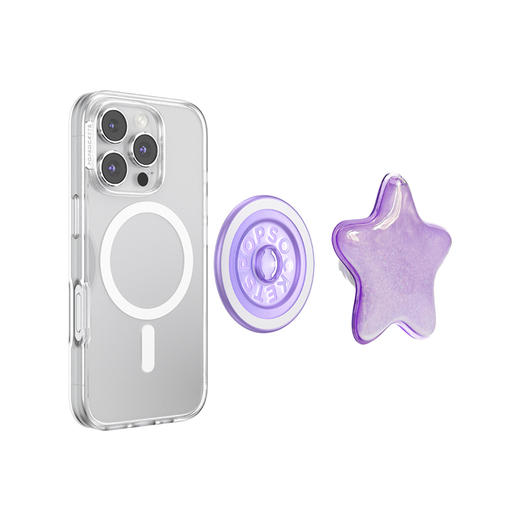 补货架到【光的舞会】瀑布星星·MagSafe圆啪嗒 MAGSAFE磁吸手机气囊支架 Round圆啪嗒系列 紫色 流沙 商品图3