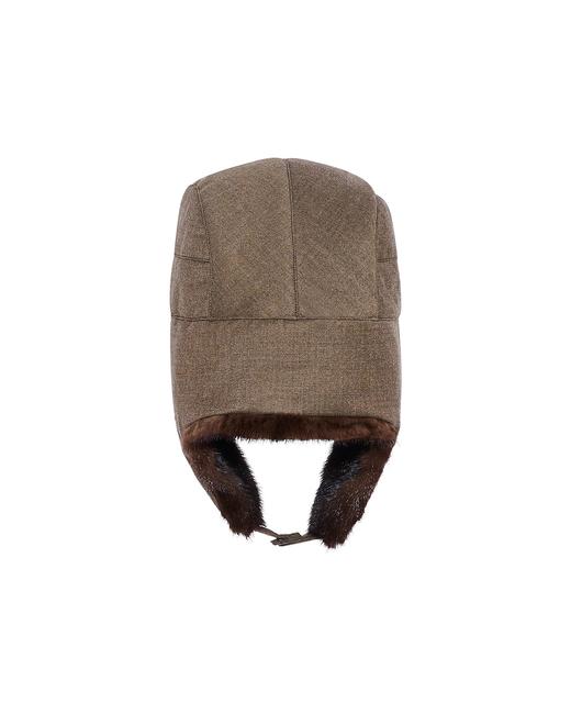 Yves Salomon - CHAPKA MADE WITH LORO PIANA FABRIC/MINK - EARTH/DARK LICHEN - 女装 - 四角帽 - 咖褐色/暗褐色 商品图3