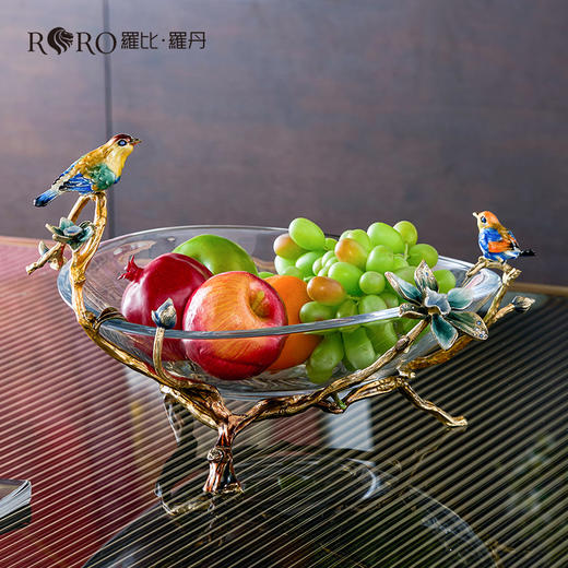 罗比罗丹雅致果盘珐琅彩工艺水果盘创意家居软装饰品玄关摆件果盘（雅致 商品图4