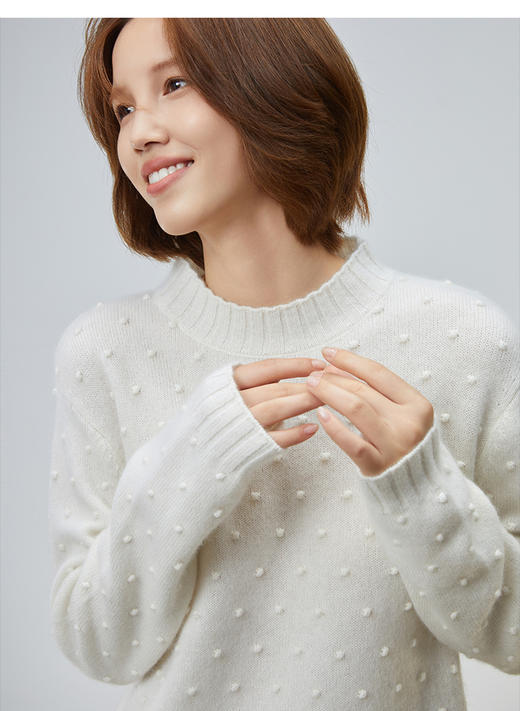 VogoPetite设计感立体肌理圆领套衫100%山羊绒	BP132E1204 商品图2
