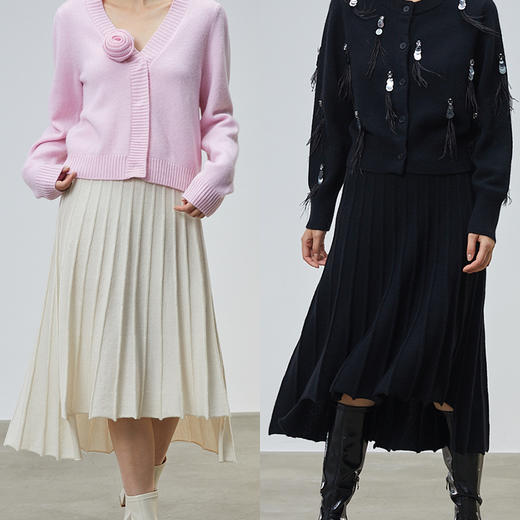 VogoPetite	不对称伞裙100%山羊绒半身裙	BP131E3307 商品图0