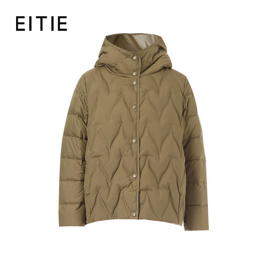 EITIE爱特爱大身条纹绗缝 线迹艺术感十足宽版高领兜帽凸显纤细脖颈H版型羽绒服8411110 商品图0