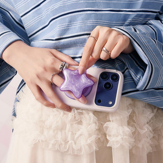 补货架到【光的舞会】瀑布星星·MagSafe圆啪嗒 MAGSAFE磁吸手机气囊支架 Round圆啪嗒系列 紫色 流沙 商品图1