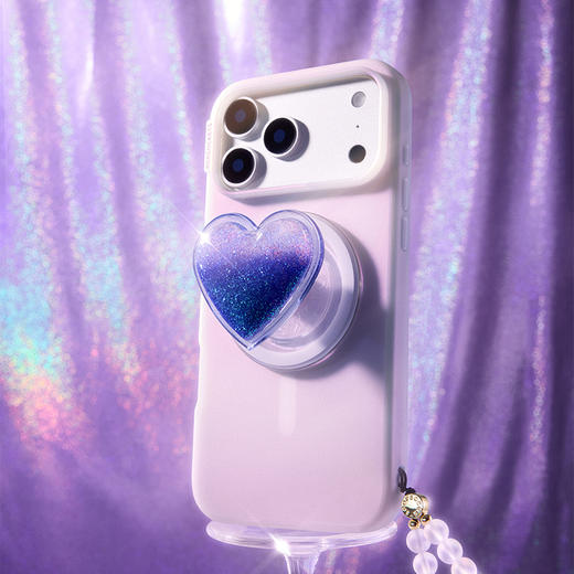 补货架到【光的舞会】瀑布爱心·月夜 POPGRIP泡泡骚手机粘贴式气囊支架 Tidepool流沙系列 紫色 商品图1