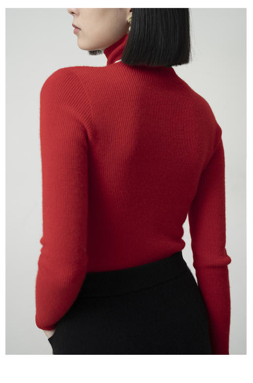 VogoPetite无缝高领套衫100%山羊绒针织衫BP133E1127 商品图5