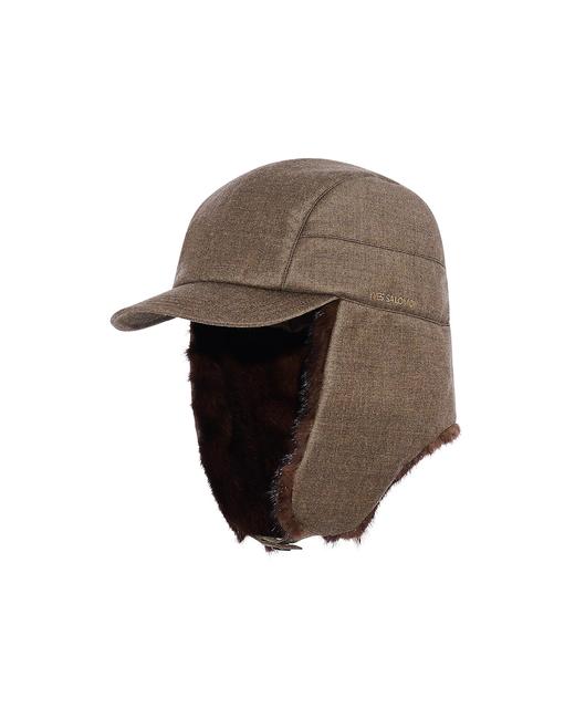 Yves Salomon - CHAPKA MADE WITH LORO PIANA FABRIC/MINK - EARTH/DARK LICHEN - 女装 - 四角帽 - 咖褐色/暗褐色 商品图4