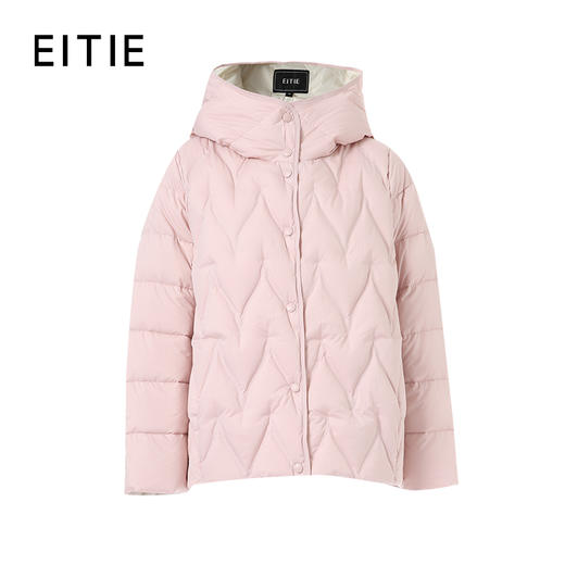 EITIE爱特爱大身条纹绗缝 线迹艺术感十足宽版高领兜帽凸显纤细脖颈H版型羽绒服8411110 商品图2