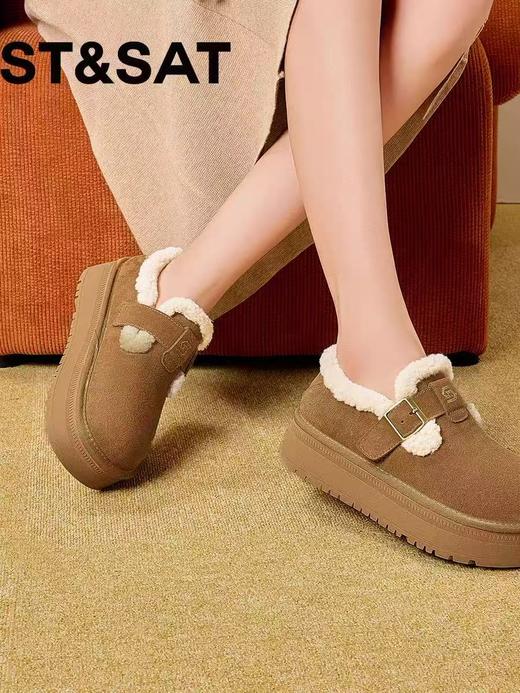 女神节2026促→官网售299元！！牛剖层皮！！量少！【自营直发】St&Sat/星期六时尚休闲鞋2025新款勃肯鞋女-喜出 商品图1