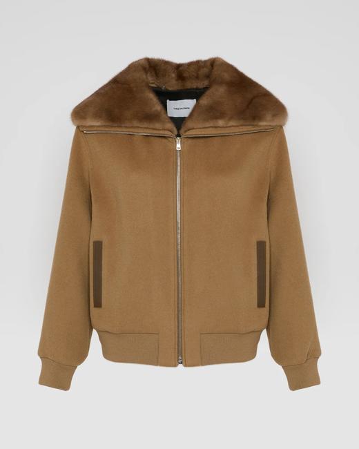 Yves Salomon - JACKET BLENDED CASHMERE /MINK - TOAST - 女装 - 夹克 - 棕褐色 商品图0