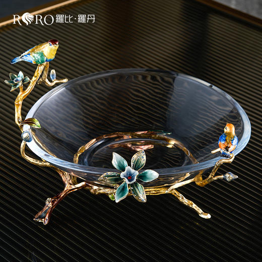 罗比罗丹雅致果盘珐琅彩工艺水果盘创意家居软装饰品玄关摆件果盘（雅致 商品图2