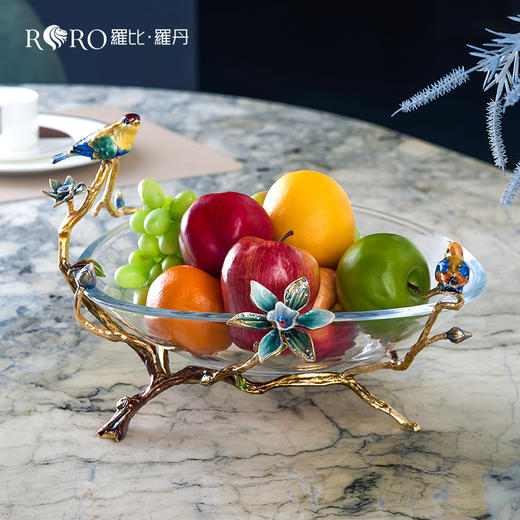 罗比罗丹雅致果盘珐琅彩工艺水果盘创意家居软装饰品玄关摆件果盘（雅致 商品图0