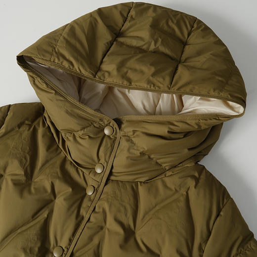 EITIE爱特爱大身条纹绗缝 线迹艺术感十足宽版高领兜帽凸显纤细脖颈H版型羽绒服8411110 商品图4