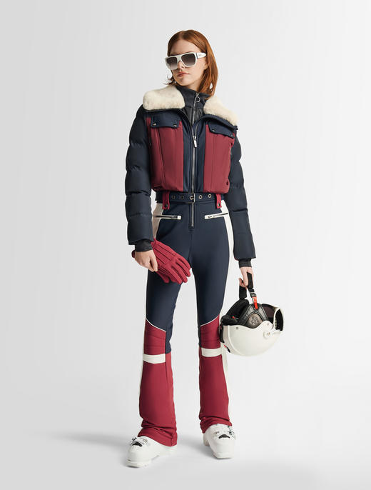 Fusalp - KAREI - Acajou/Marin/Neige - 女装 - 连体滑雪服 - 桃花心木棕/深蓝色/白色 商品图2