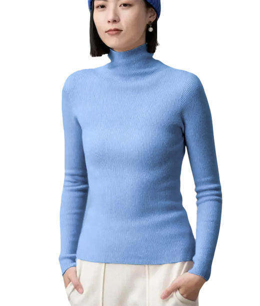 VogoPetite无缝高领套衫100%山羊绒针织衫BP133E1127 商品图9