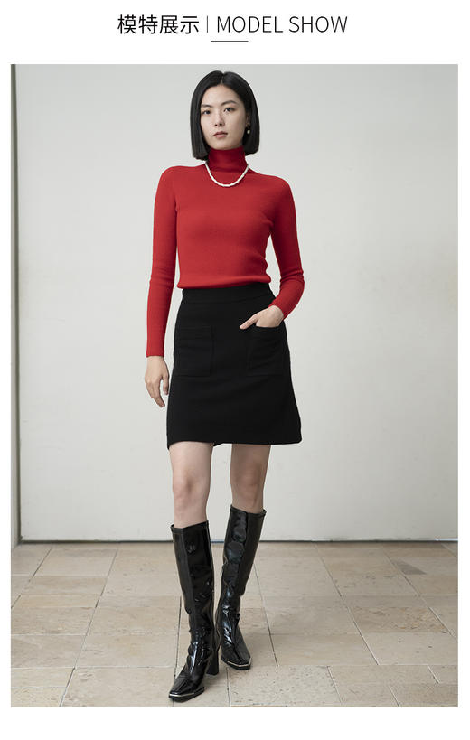 VogoPetite无缝高领套衫100%山羊绒针织衫BP133E1127 商品图2