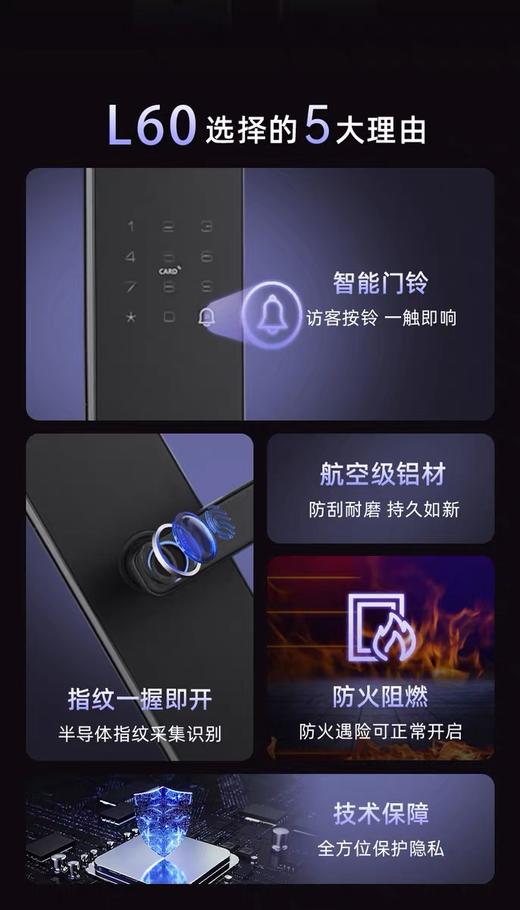 【北京】【鹿客云丁】智能锁L60 一握开智能锁家用防盗安全指纹锁密码锁电子锁 商品图1
