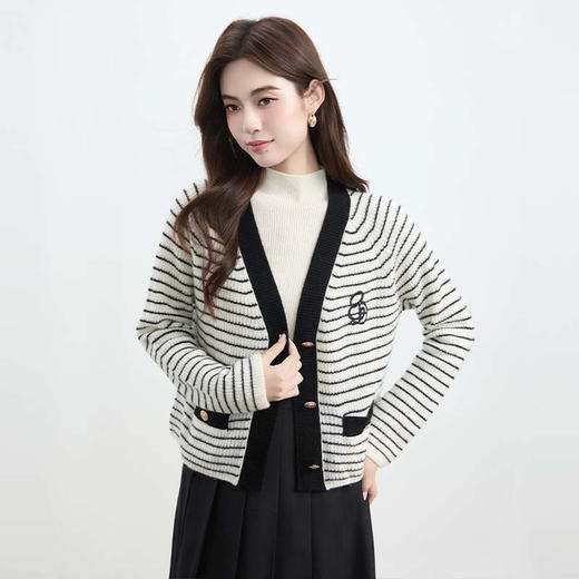 VogoPetite	绣花条纹开衫100%山羊绒	BP133F1511 商品图4