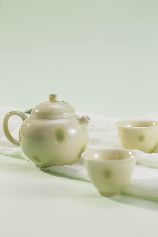 非遗手作 泥人刘 长沙窑 青绿彩 点彩套装  三件套 商品图2