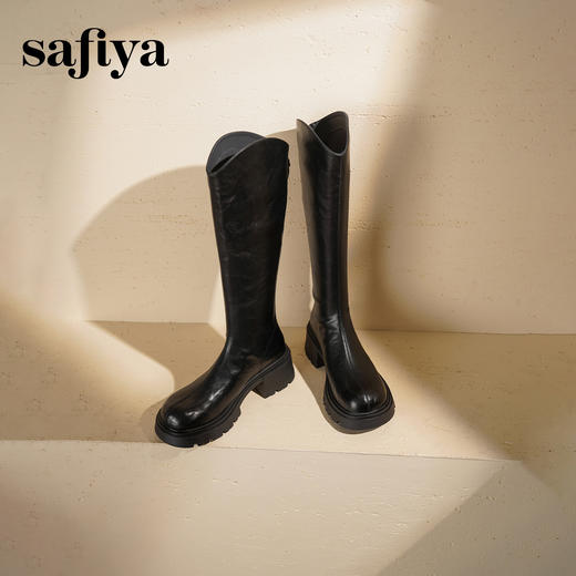 Safiya/索菲娅2025秋冬V口高筒小个子粗跟厚底百搭显脚瘦骑士靴SFD4117080 商品图1