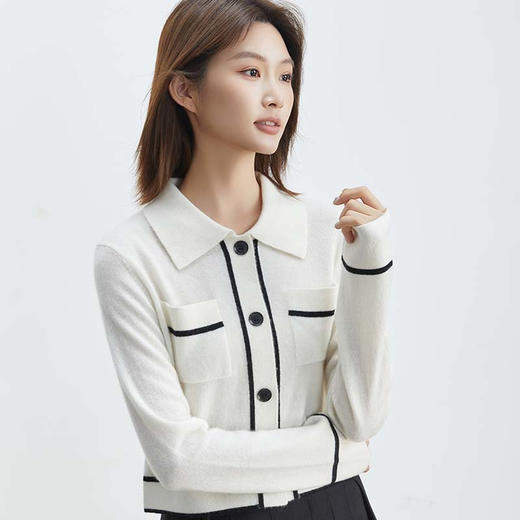 VogoPetite	小香POLO领短款开衫100%山羊绒	BP133F1501 商品图4