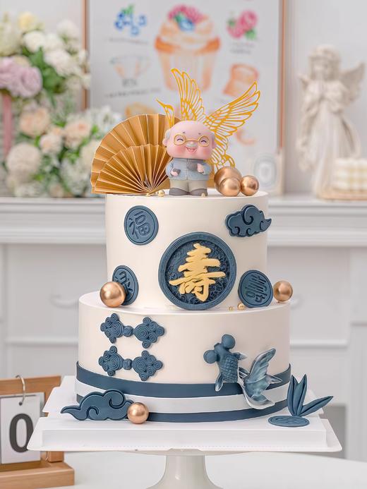 【双层吉祥如意】叮当祝寿蛋糕-鲜果奶油蛋糕 商品图0