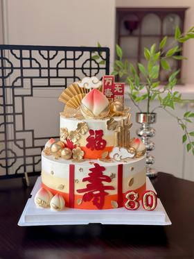 【双层万寿无疆】叮当祝寿蛋糕-鲜果奶油蛋糕