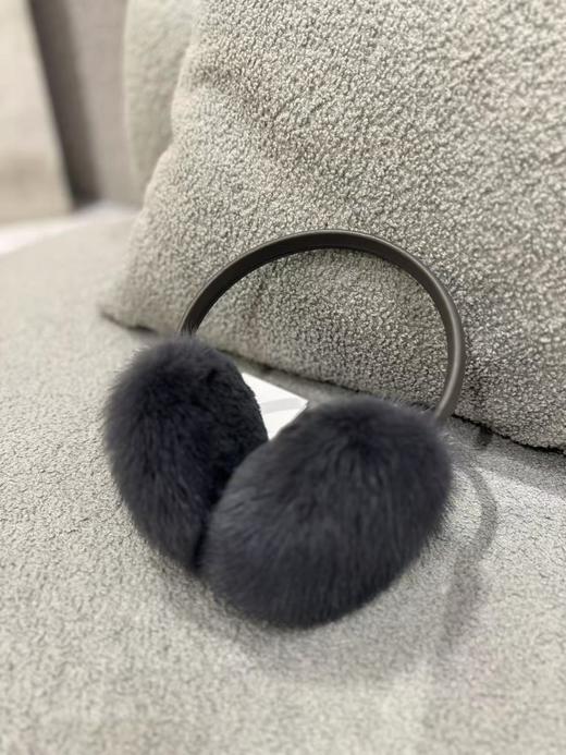 Yves Salomon - EARWARMER MINK AND LEATHER - FUSAIN - 配件 - 耳罩 - 石墨灰 商品图0