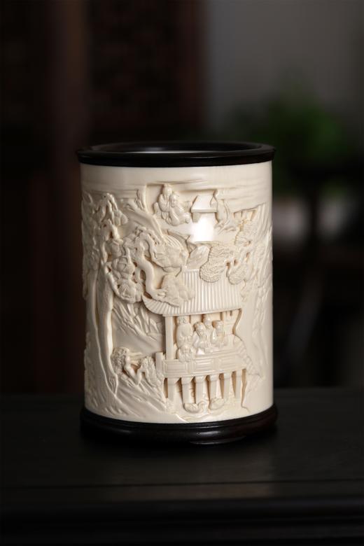 兰亭雅集°猛犸牙雕笔筒 商品图0