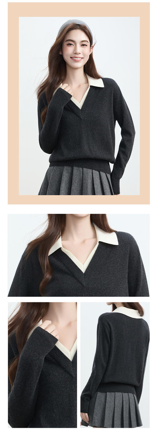 VogoPetite	PoloV领宽松上衣100%山羊绒	BP133F1607 商品图6