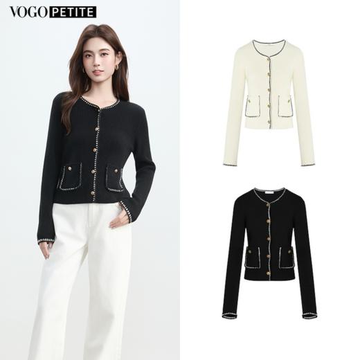 VogoPetite	小香风手工钩边开衫100%山羊绒	BP133F1509 商品图0