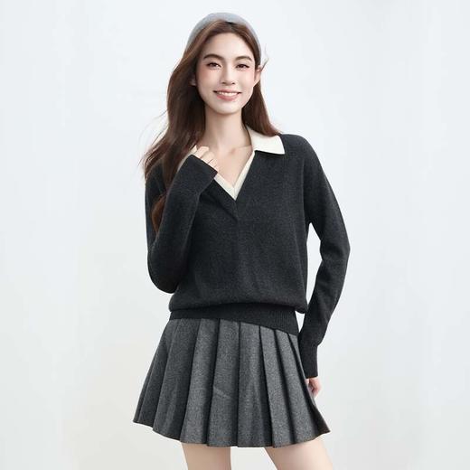 VogoPetite	PoloV领宽松上衣100%山羊绒	BP133F1607 商品图1