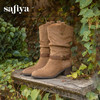 预售|Safiya/索菲娅2025秋冬皮带扣粗跟V口尖头显瘦高筒复古西部堆堆靴SFD4116410 商品缩略图2