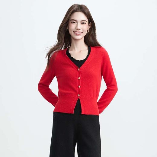 VogoPetite	金属扣短款V领毛衣100%山羊绒	BP133F1508 商品图1