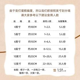 【蛋糕尺寸、餐具标配须知】