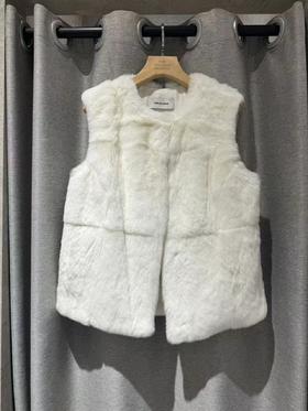 Yves Salomon - VEST REX RABBIT - WHITE - 女装 - 背心 - 白色