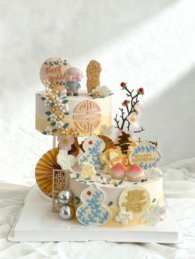 【悬浮福寿安康】叮当CAKE祝寿蛋糕-鲜果奶油蛋糕