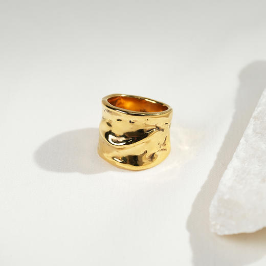 北京仓｜Goossens Paris-Lutèce-金色 纹理 大号 戒指［法国设计师］ 商品图0