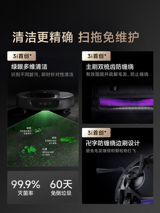 3i 智能扫地机器人H1Pro+滚筒洗地机家用一体自动 商品图1