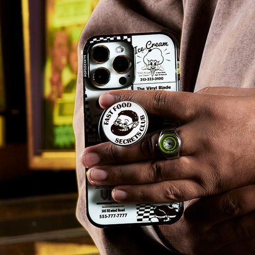 【快餐秘密俱乐部】俱乐部主理人·MagSafe圆啪嗒 泡泡骚 x Jordan Howlett MAGSAFE磁吸手机气囊支架 Round圆啪嗒系列 黑色 商品图1