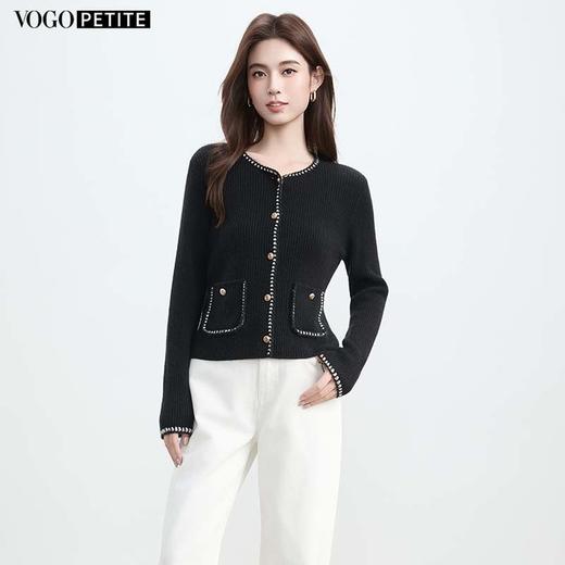 VogoPetite	小香风手工钩边开衫100%山羊绒	BP133F1509 商品图1