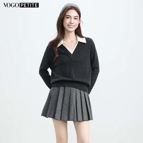 VogoPetite	PoloV领宽松上衣100%山羊绒	BP133F1607