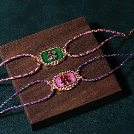 订购8周到｜MYA-BAY-FUCHSIA TREFLE BOHEME-四叶草 紫红色 珐琅 手链［比利时设计师］ 商品图2