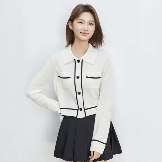 VogoPetite	小香POLO领短款开衫100%山羊绒	BP133F1501 商品图1