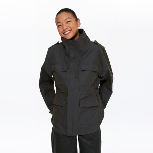 oneup双色纱口袋拉链中长外套 商品图2